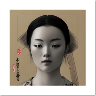 Beaux Animes Art, Ukiyo-e Irezumi Japanese Anime Girl Illustration Design Posters and Art